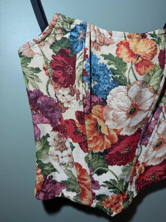 COMMENSE Floral Tapestry Corset Top - Size M - Picture 3 of 8